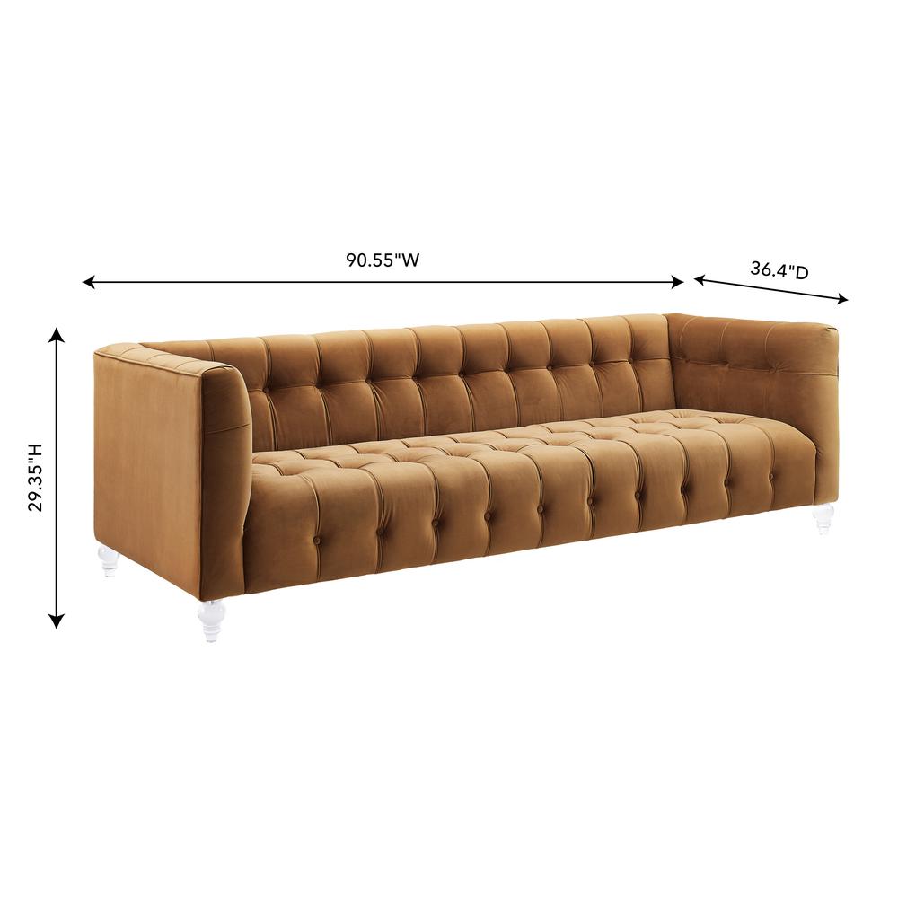 Bea Cognac Velvet Sofa. Picture 6