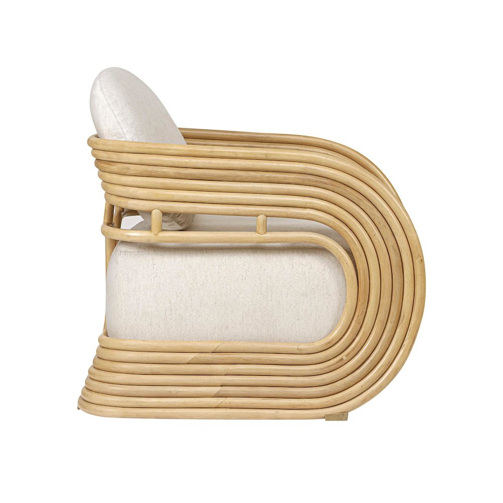 Lauretta Cream Fabric and Natural Rattan Accent Chair. Picture 4