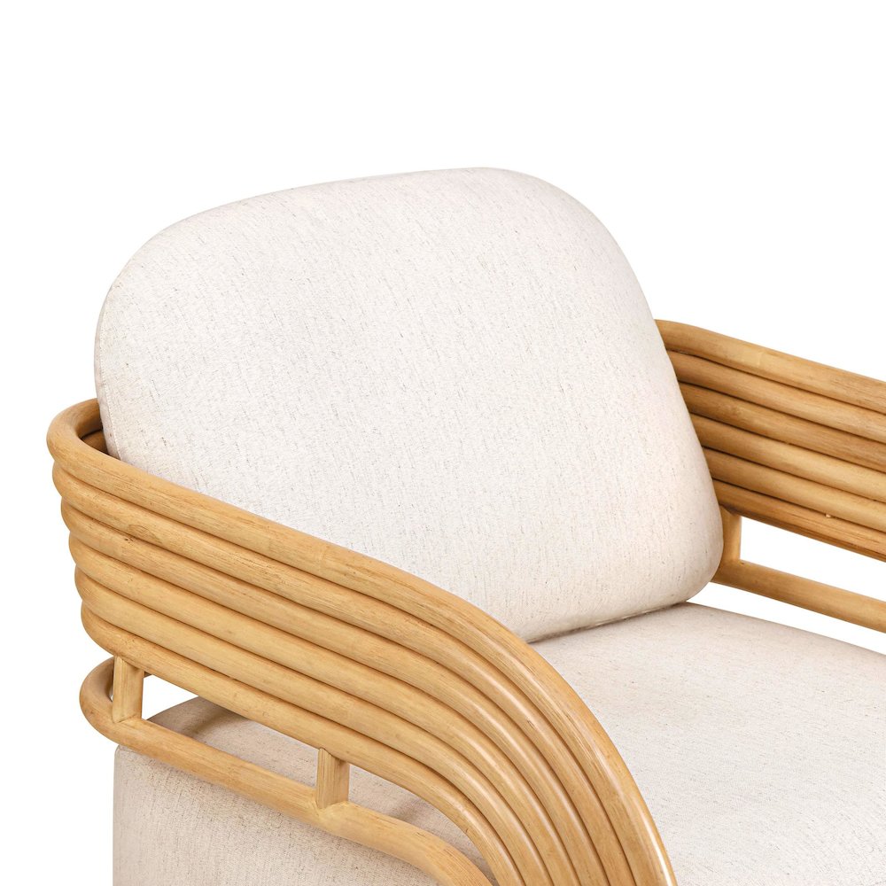 Lauretta Cream Fabric and Natural Rattan Accent Chair. Picture 7