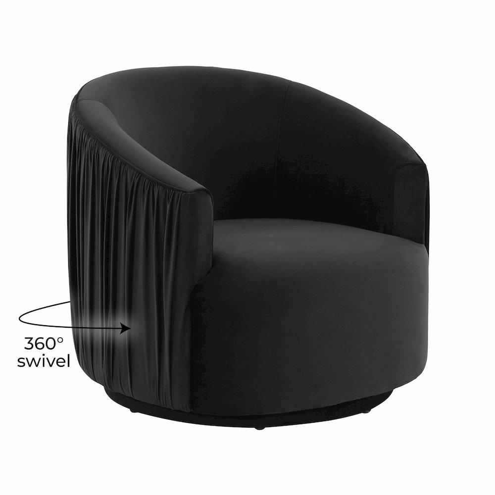 London Black Pleated Swivel Chair. Picture 6