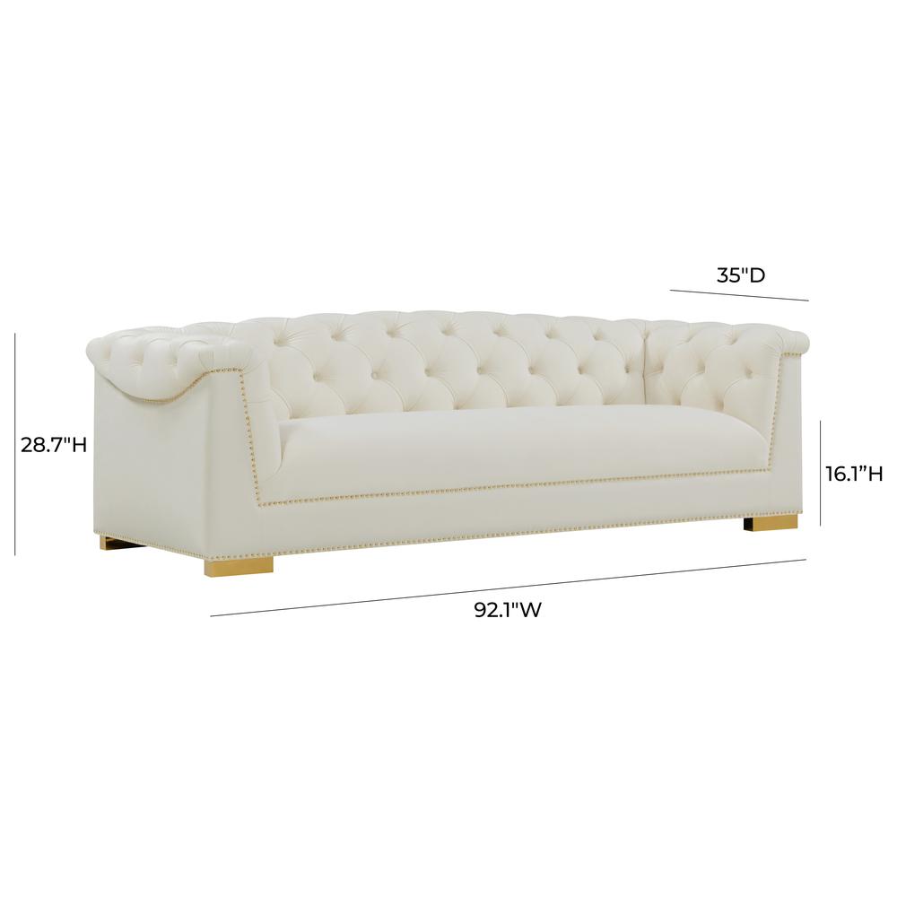 Farah Cream Velvet Sofa. Picture 3