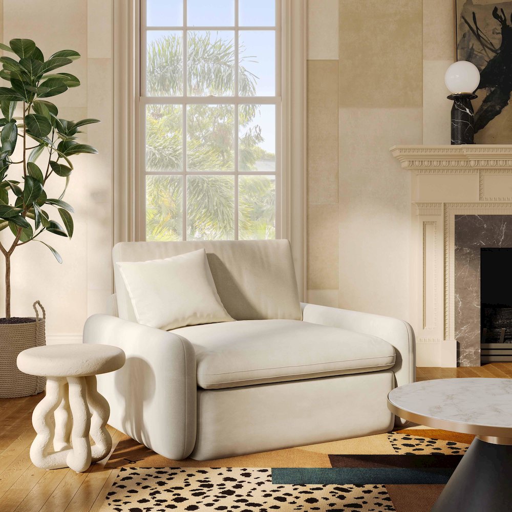 Rachelle Cream Velvet Lounge Chair. Picture 2