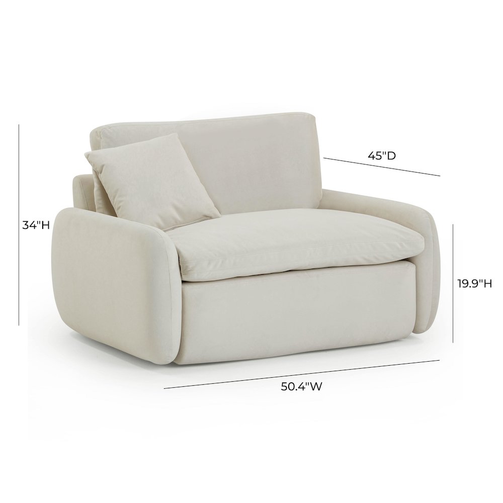 Rachelle Cream Velvet Lounge Chair. Picture 7