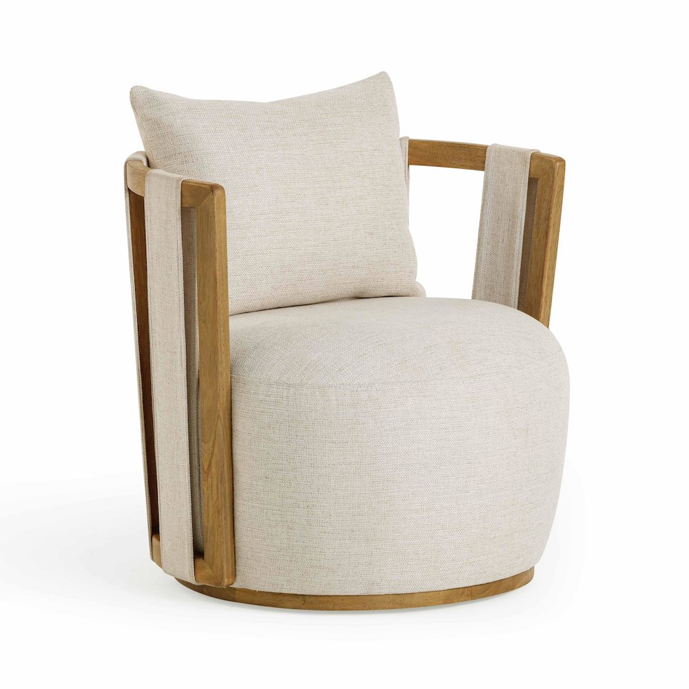 Paolo Cream Textured Weave Swivel Chair. Picture 1