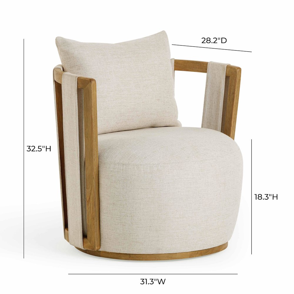 Paolo Cream Textured Weave Swivel Chair. Picture 7