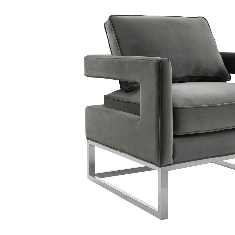 Avery Grey Velvet Chair - Silver Frame. Picture 5