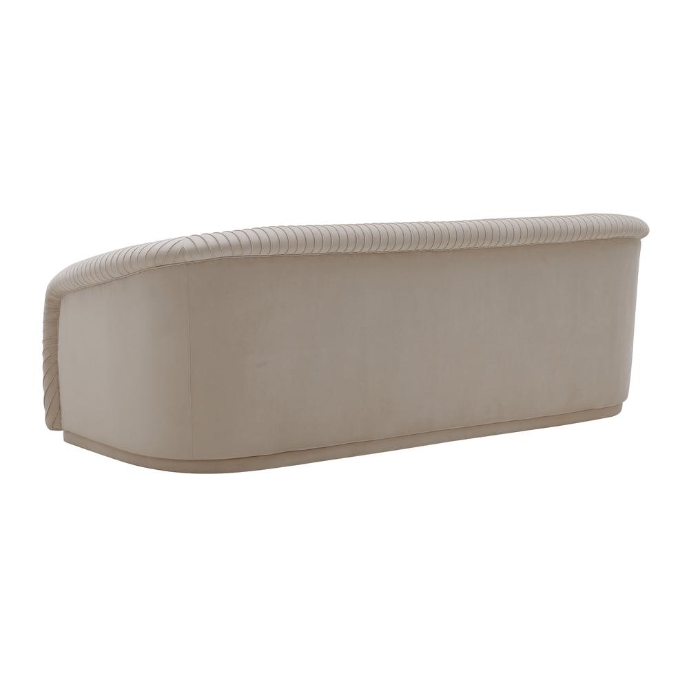 Yara Pleated Beige Velvet Sofa. Picture 3