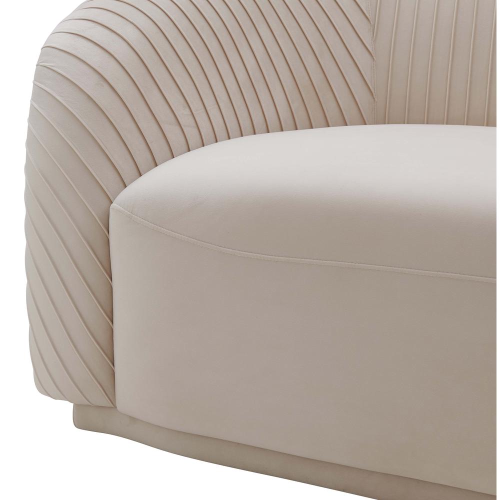 Yara Pleated Beige Velvet Sofa. Picture 4