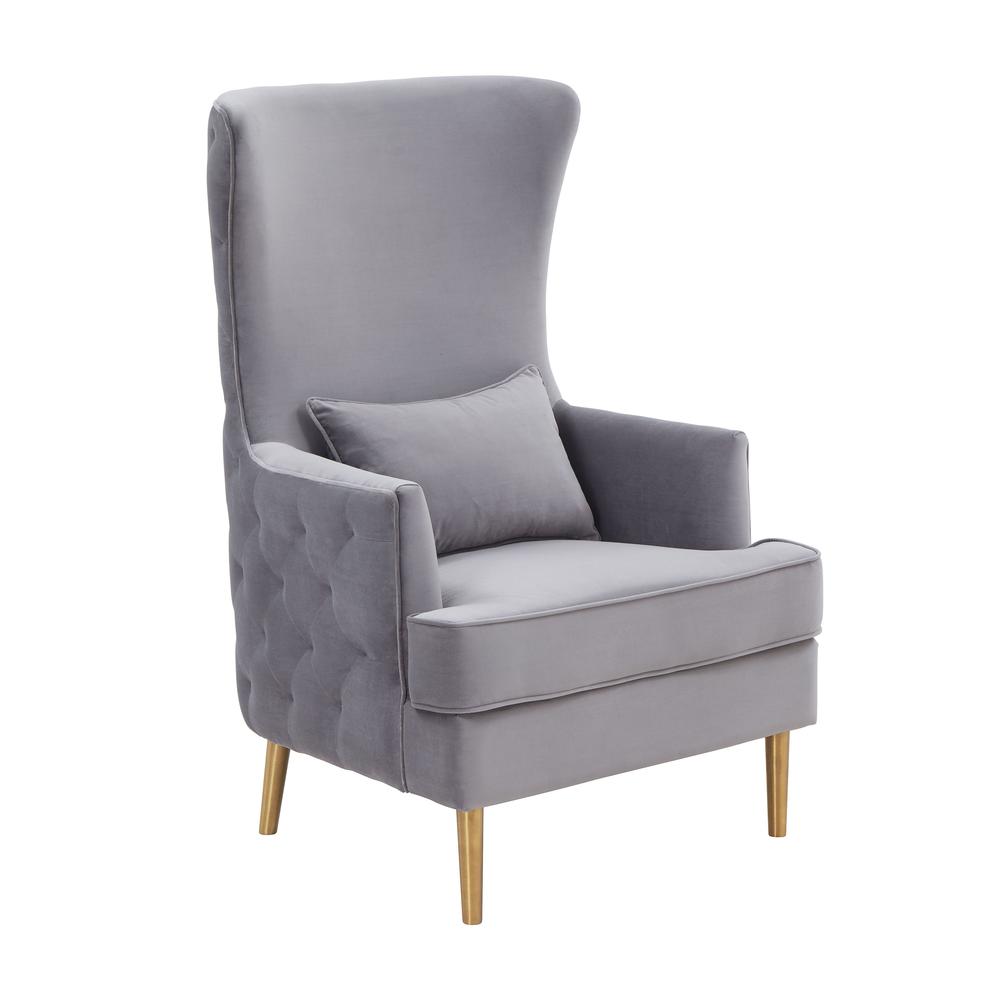 Alina Grey Tall Tufted Back Chair. Picture 3