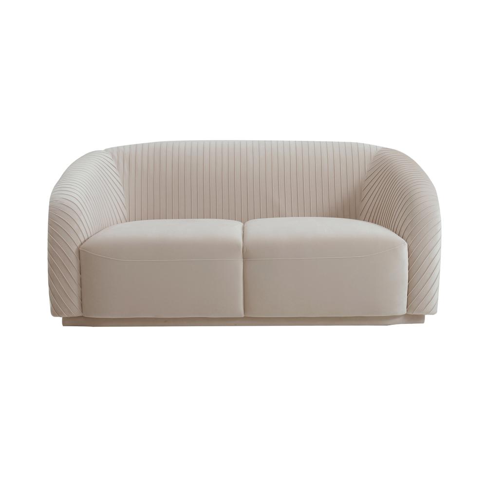 Yara Pleated Beige Velvet Loveseat. Picture 5