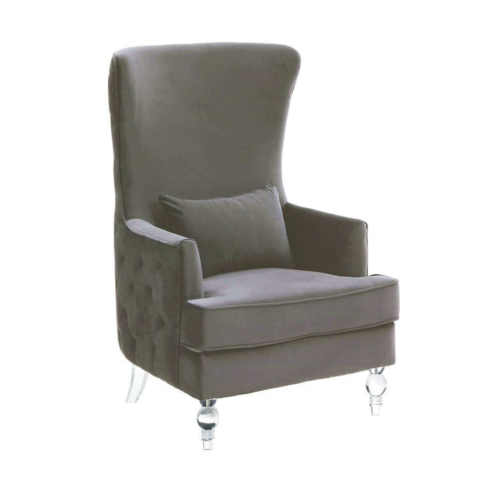 Aubree Tall Chair with Acrylic Legs - Grey. Picture 1