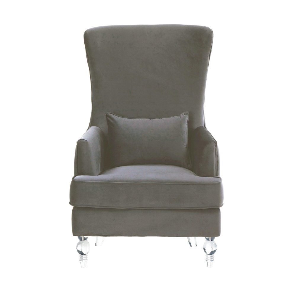 Aubree Tall Chair with Acrylic Legs - Grey. Picture 2