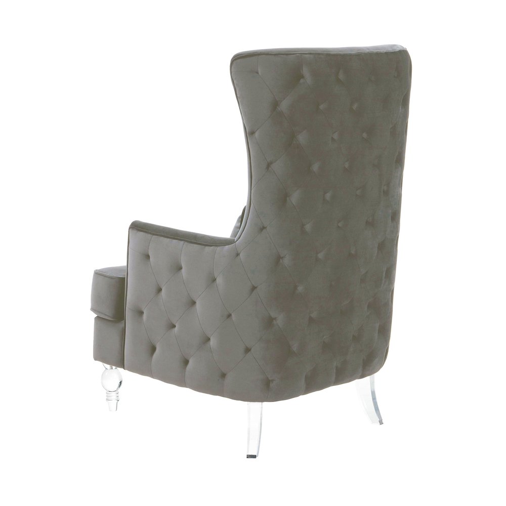Aubree Tall Chair with Acrylic Legs - Grey. Picture 3