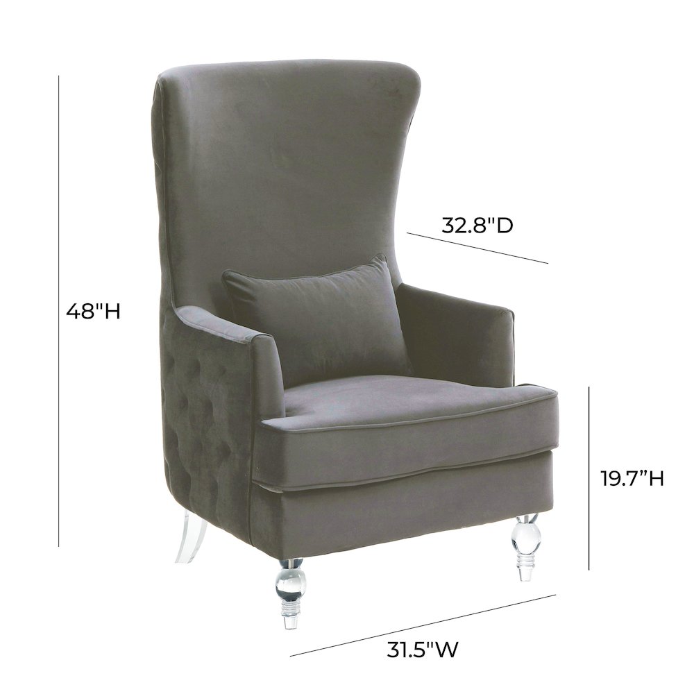 Aubree Tall Chair with Acrylic Legs - Grey. Picture 4