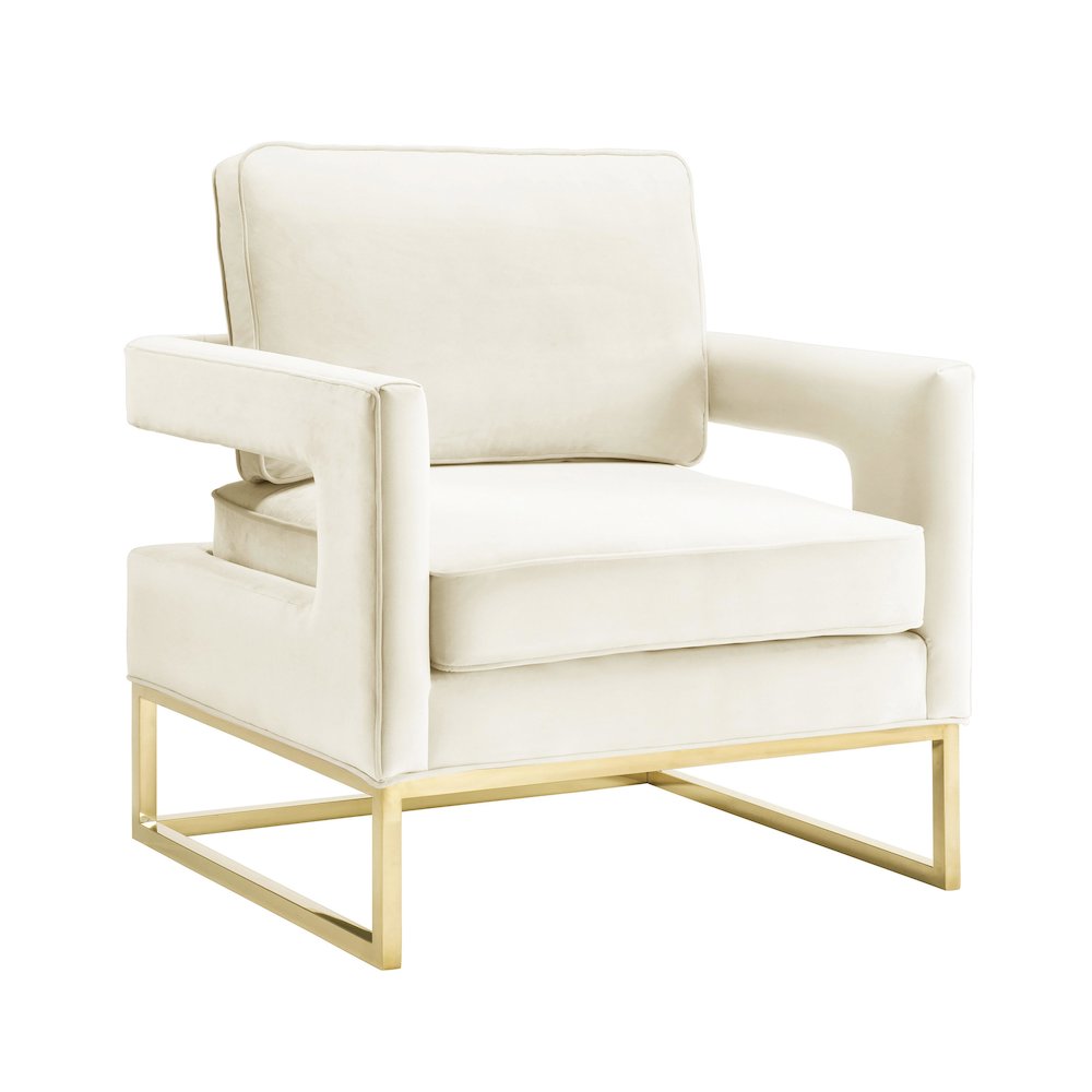 Avery Cream Velvet Chair. Picture 1