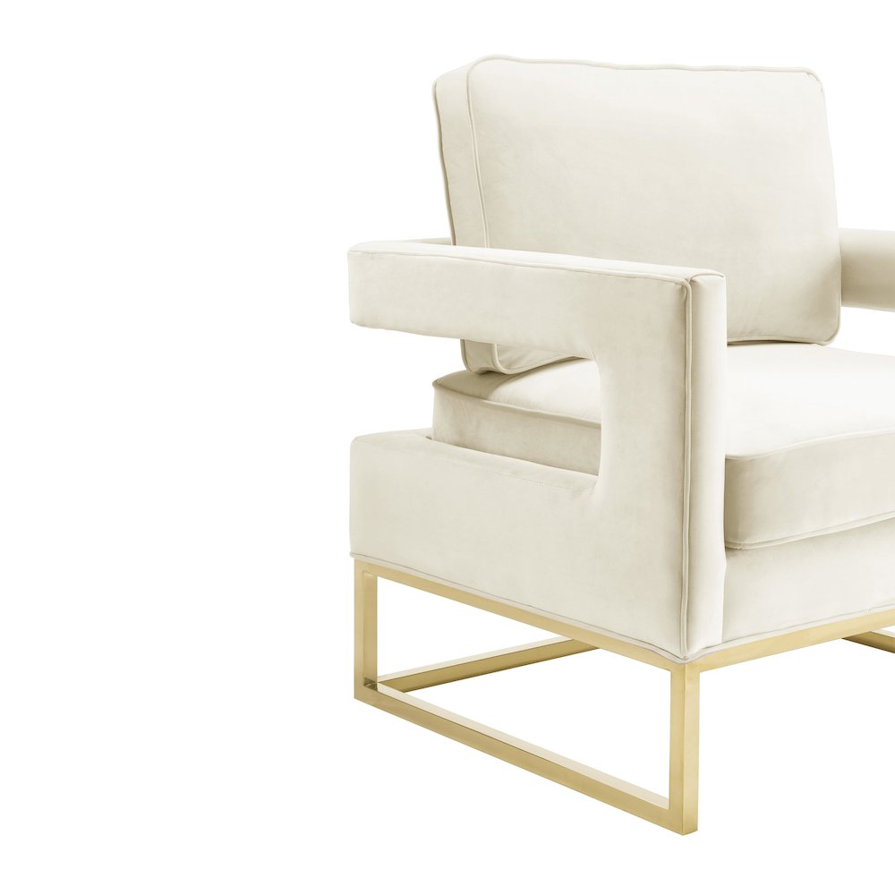 Avery Cream Velvet Chair. Picture 4