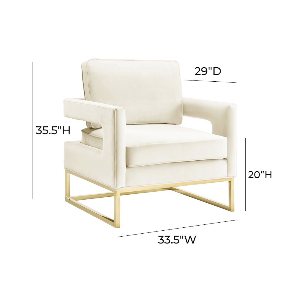 Avery Cream Velvet Chair. Picture 6