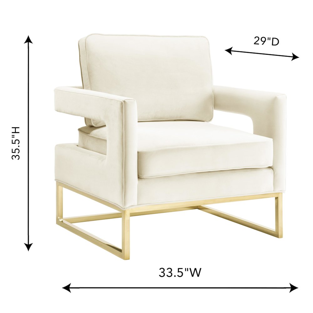 Avery Cream Velvet Chair. Picture 7