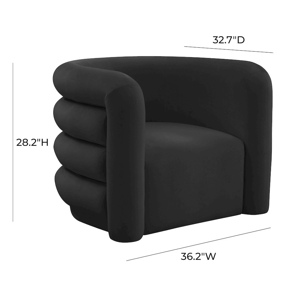 Curves Black Velvet Lounge Chair. Picture 6