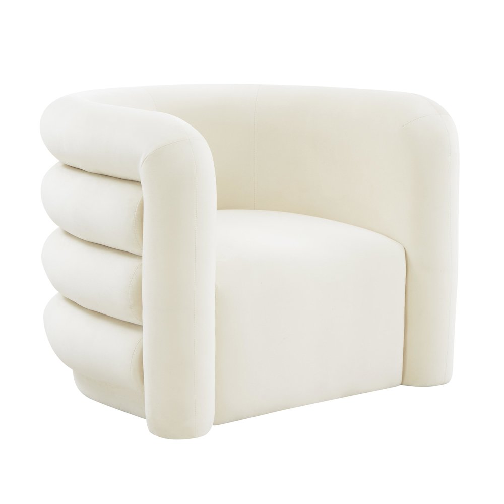 Curves Cream Velvet Lounge Chair. Picture 1