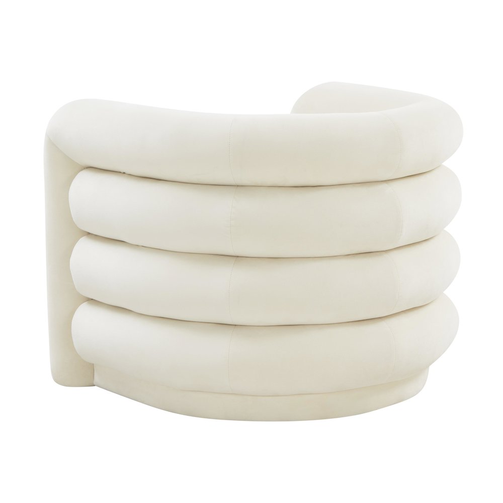 Curves Cream Velvet Lounge Chair. Picture 3