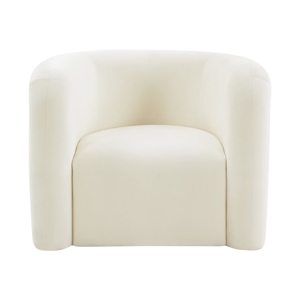 Curves Cream Velvet Lounge Chair. Picture 4