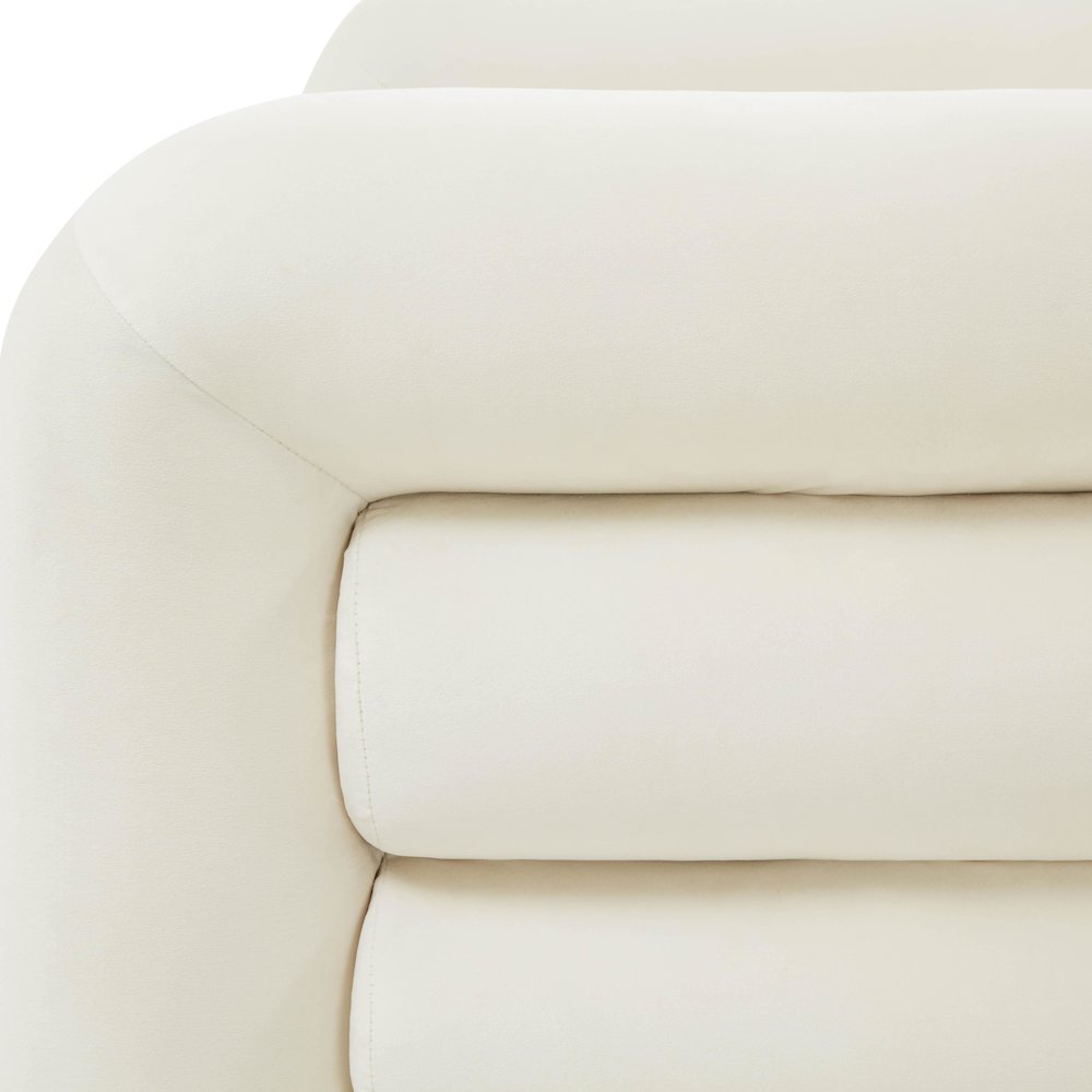 Curves Cream Velvet Lounge Chair. Picture 5