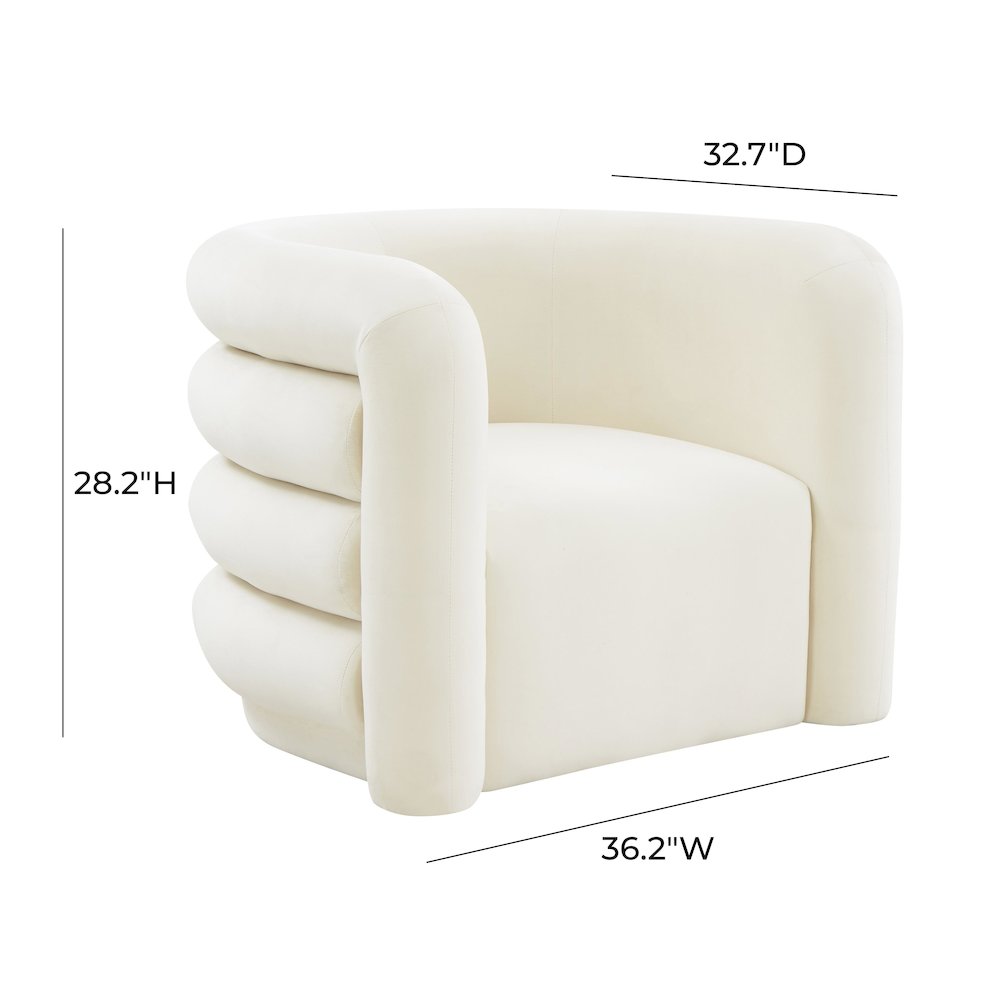 Curves Cream Velvet Lounge Chair. Picture 6