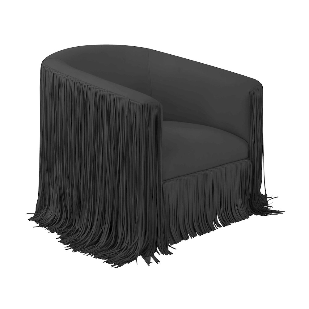 Shag Me Black Vegan Leather Swivel Chair. Picture 1