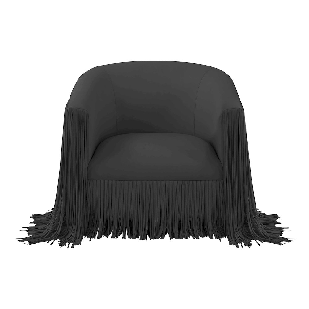 Shag Me Black Vegan Leather Swivel Chair. Picture 3