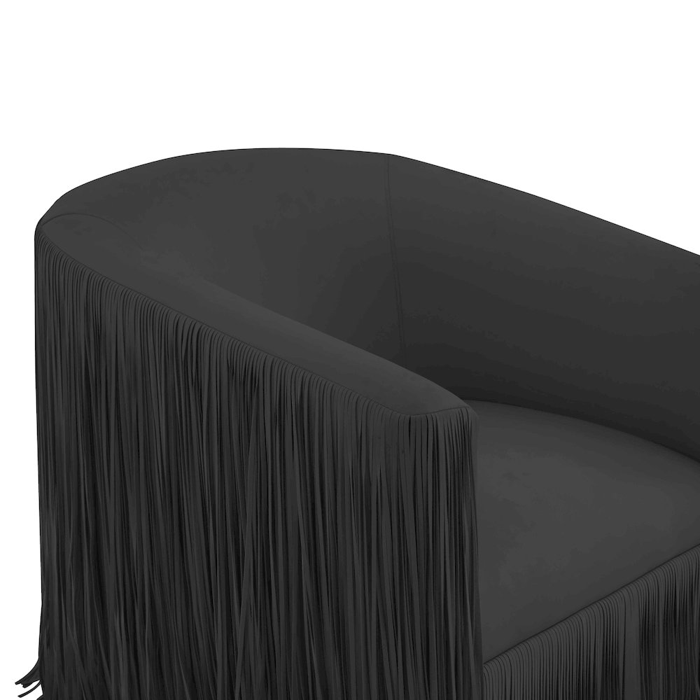 Shag Me Black Vegan Leather Swivel Chair. Picture 5