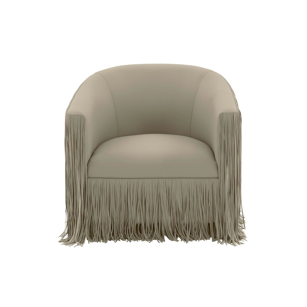 Shag Me Grey Vegan Leather Swivel Chair. Picture 3