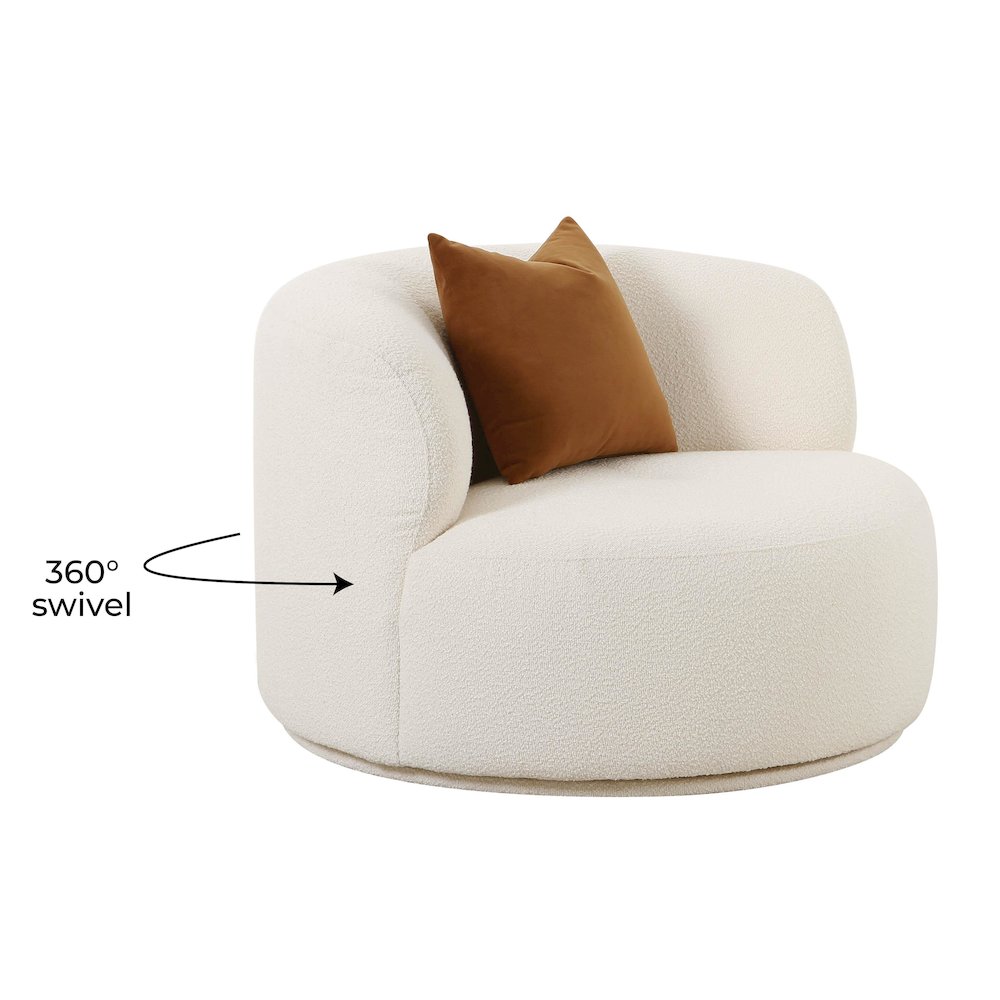 Fickle Cream Boucle Swivel Chair. Picture 6