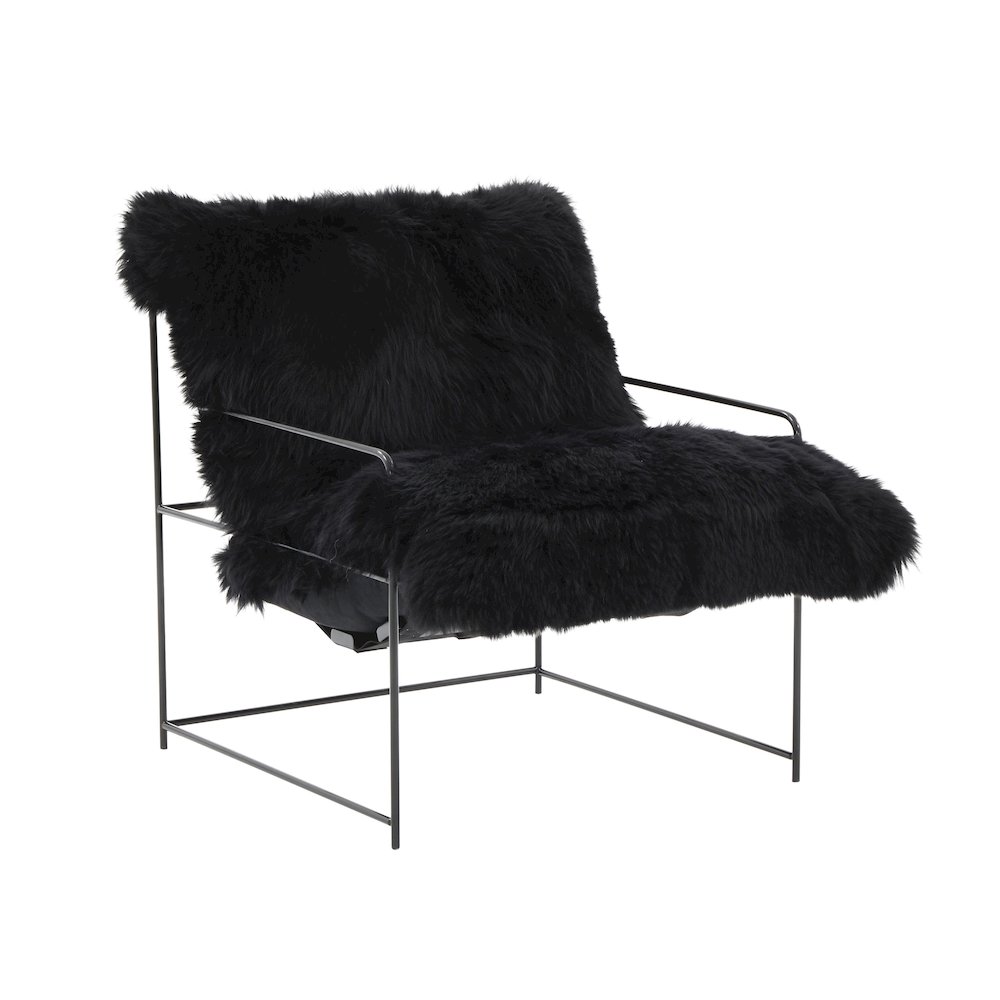 Kimi Black Genuine Sheepskin Chair. Picture 1