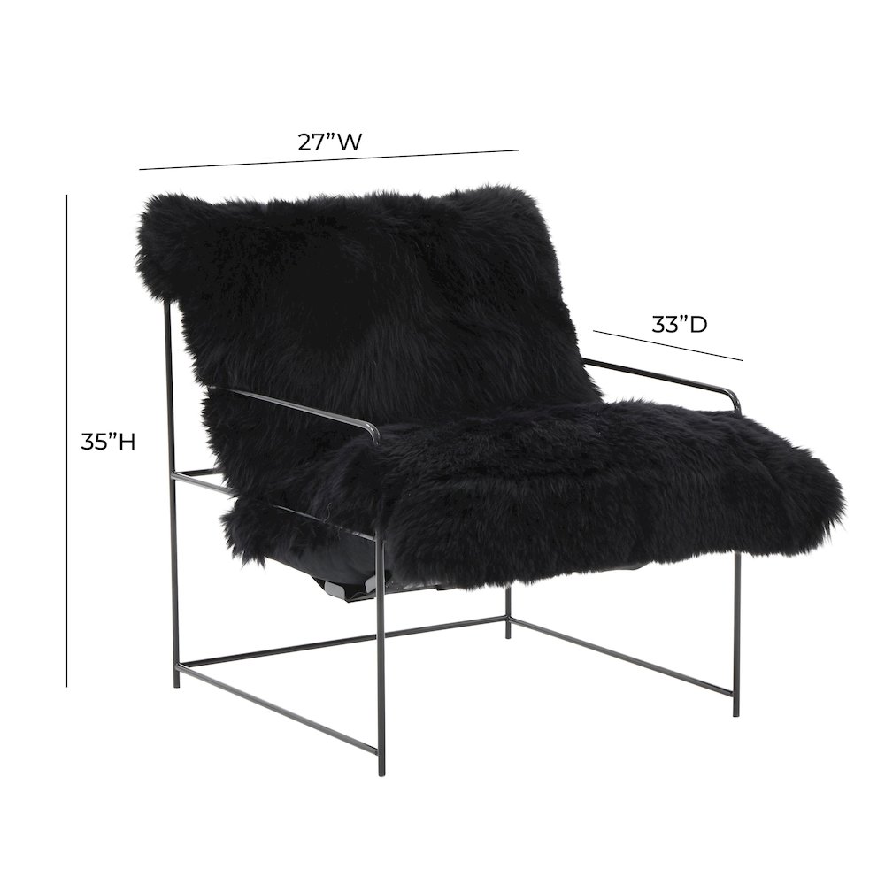 Kimi Black Genuine Sheepskin Chair. Picture 7