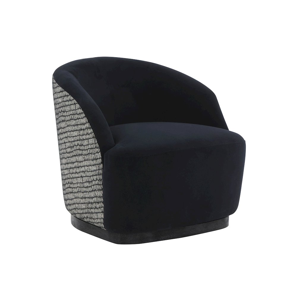 Reese Black Velvet Swivel Chair. Picture 1