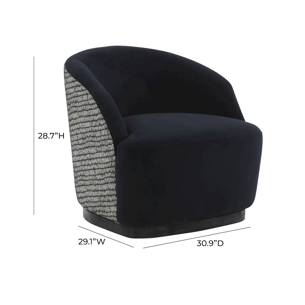 Reese Black Velvet Swivel Chair. Picture 7