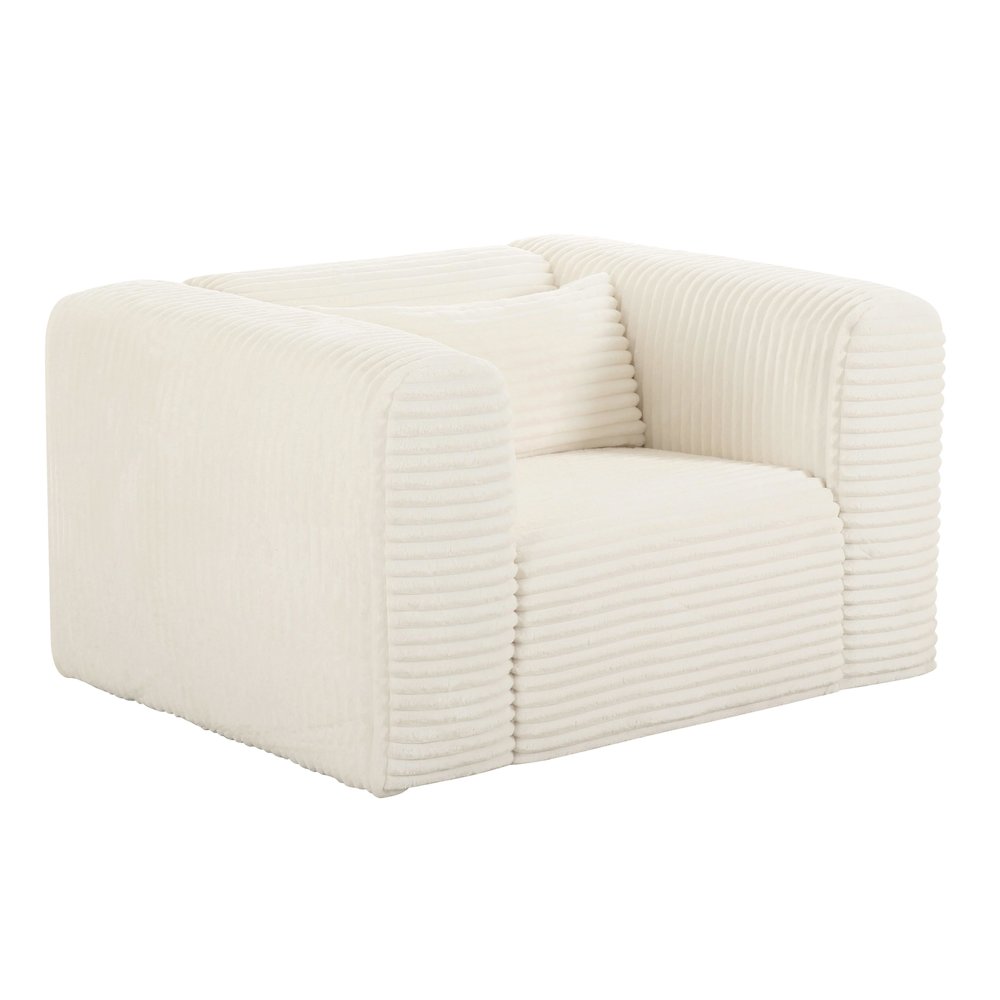 Tarra Fluffy Oversized Cream Corduroy Armchair. Picture 1