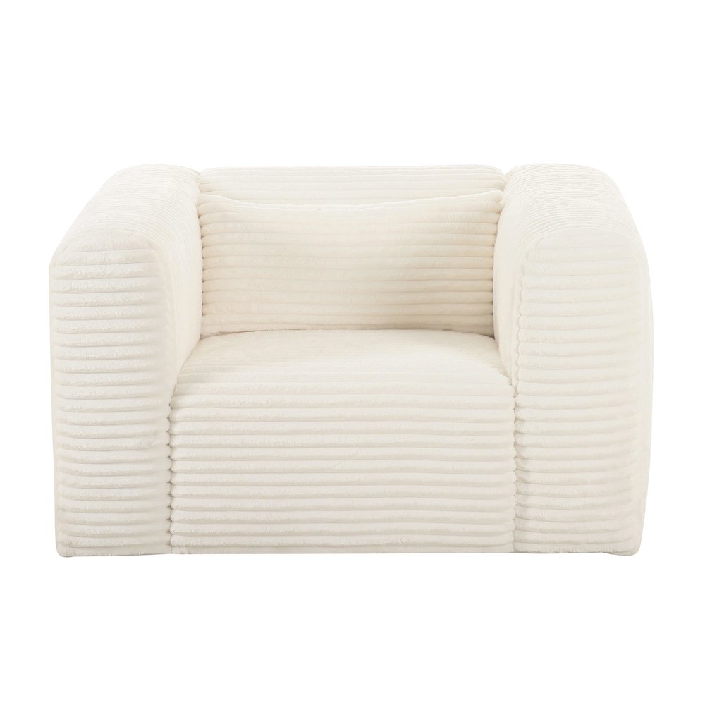 Tarra Fluffy Oversized Cream Corduroy Armchair. Picture 3