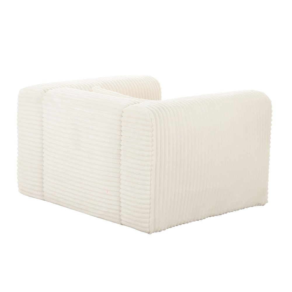 Tarra Fluffy Oversized Cream Corduroy Armchair. Picture 4