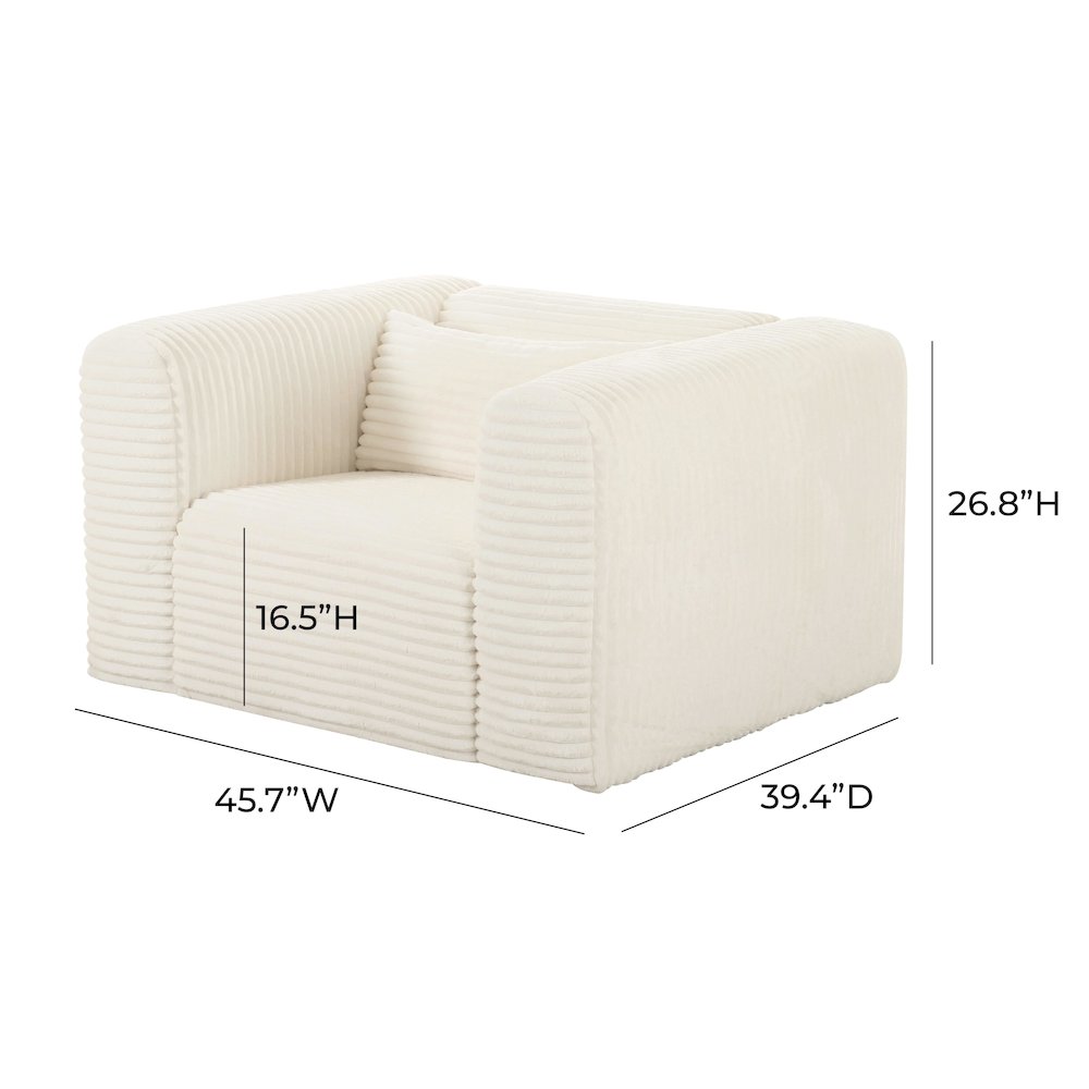 Tarra Fluffy Oversized Cream Corduroy Armchair. Picture 5