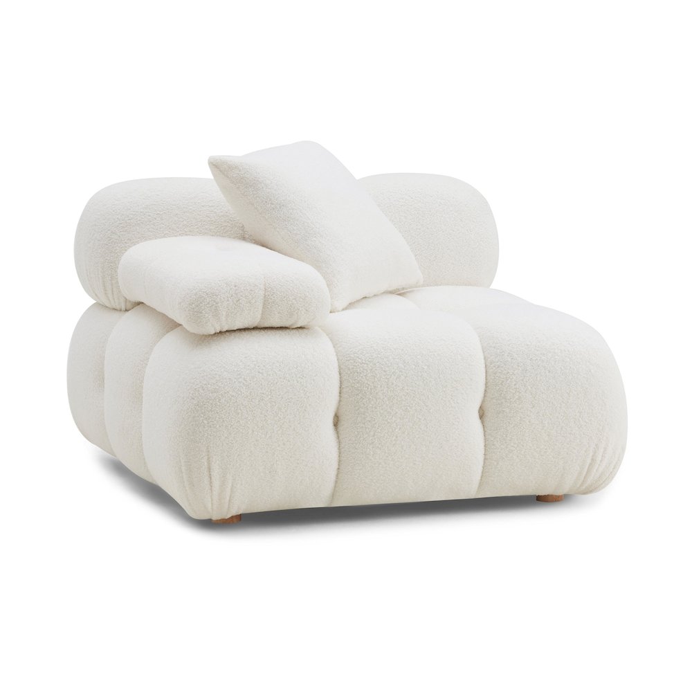Calliope Cream Vegan Shearling Modular Corner Chair. Picture 1