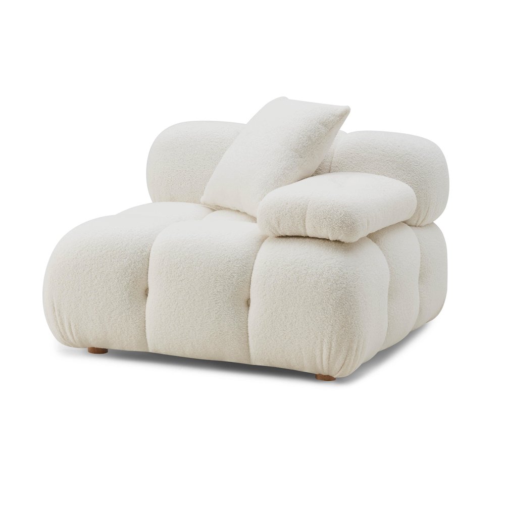 Calliope Cream Vegan Shearling Modular Corner Chair. Picture 4