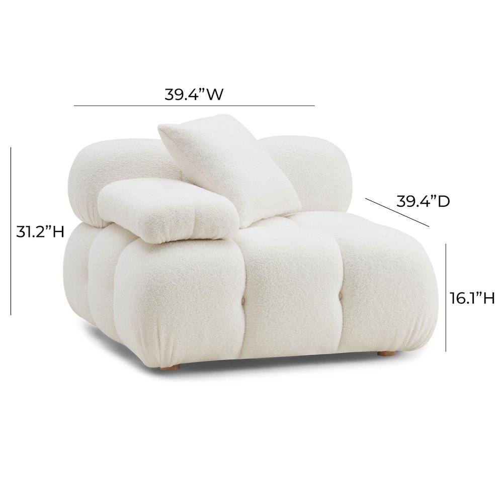 Calliope Cream Vegan Shearling Modular Corner Chair. Picture 7