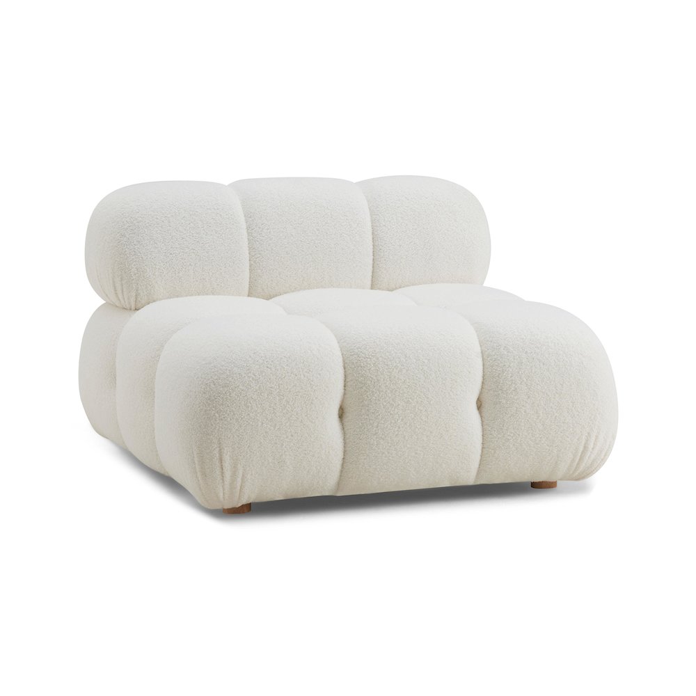 Calliope Cream Vegan Shearling Modular Armless Chair. Picture 1