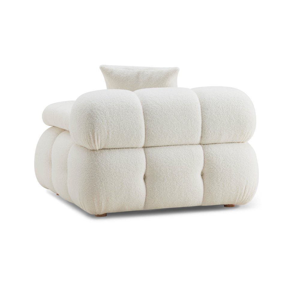 Calliope Cream Vegan Shearling Modular Armless Chair. Picture 4