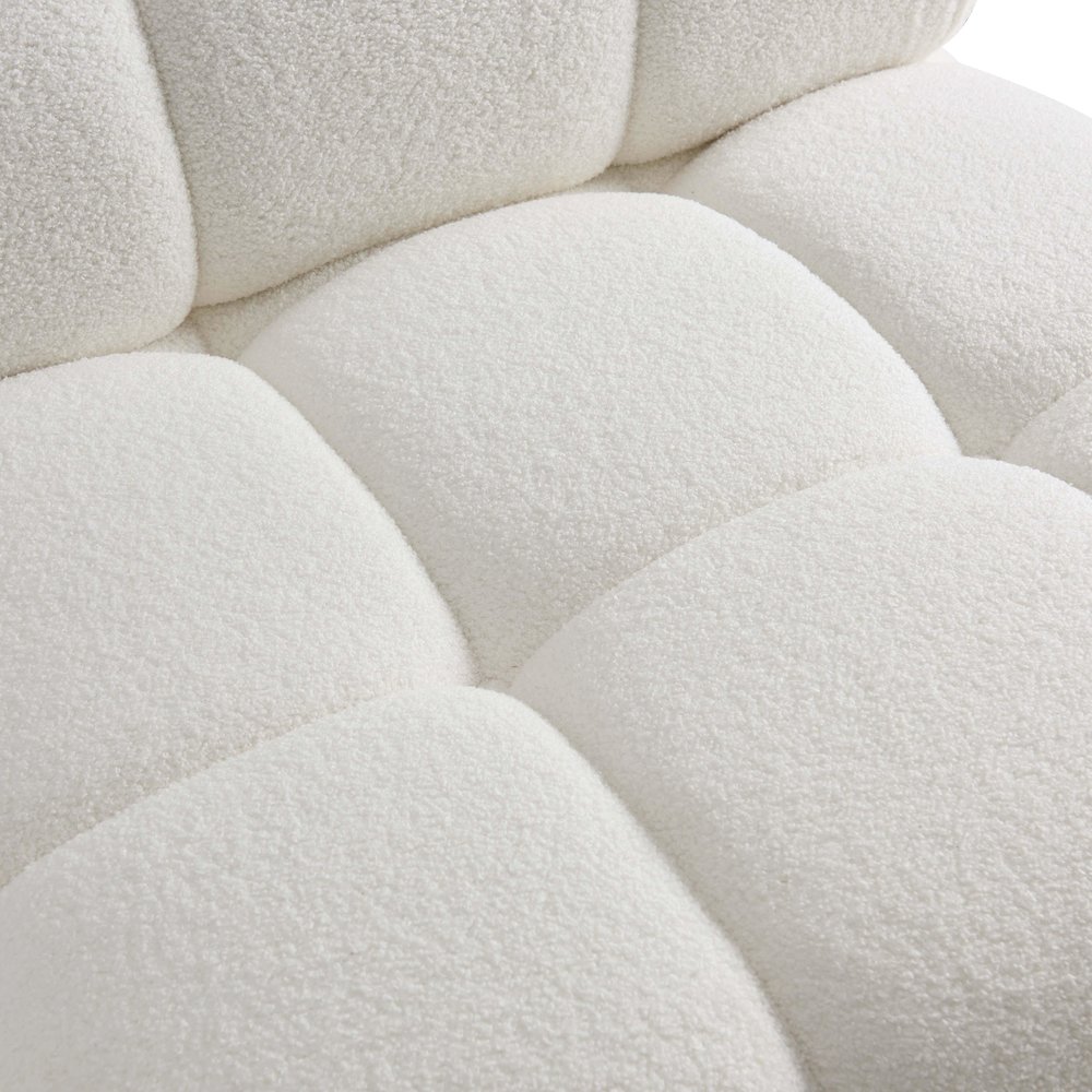 Calliope Cream Vegan Shearling Modular Armless Chair. Picture 5