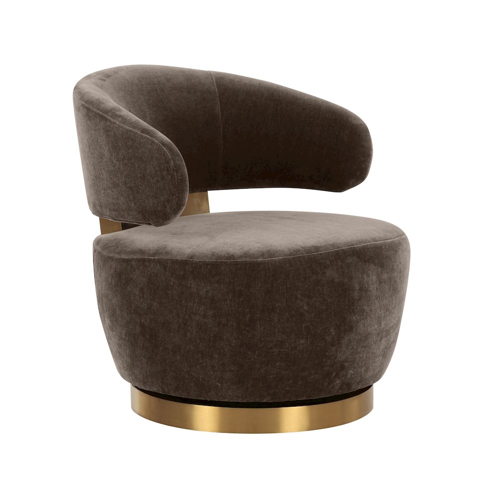 Austin Chocolate Brown Recycled Fabric Swivel Chair. Picture 1