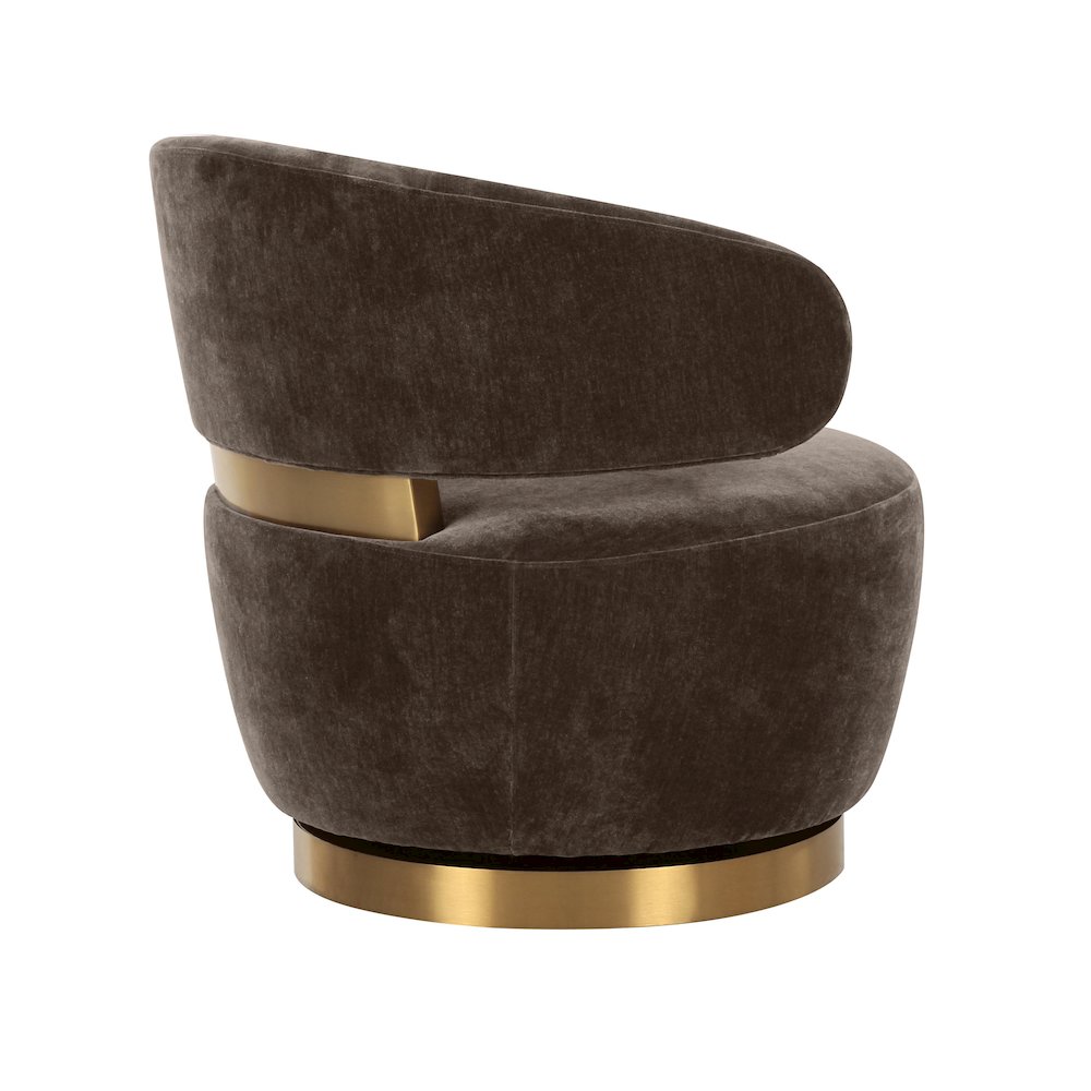 Austin Chocolate Brown Recycled Fabric Swivel Chair. Picture 4