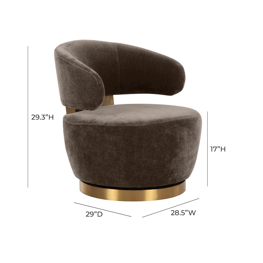 Austin Chocolate Brown Recycled Fabric Swivel Chair. Picture 6